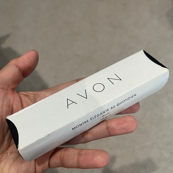 AVON Classic Silver Rhinestone Oval Face Watch Black Faux Leather Japan Elegant - Picture 10 of 10